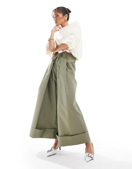 ASOS DESIGN – Pistagegröna byxor med supervida ben