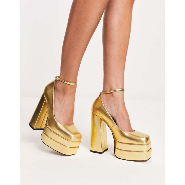 Gold best sale platform heels