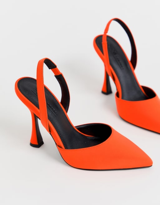 ASOS DESIGN - Pitcher - Chaussures à talons avec bride arrière - Orange fluo