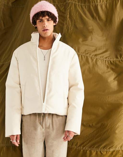 ASOS DESIGN - Piumino bianco sporco in pelle sintetica, 3 di 4