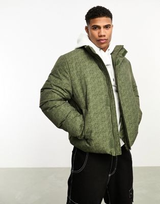 ASOS DESIGN oversized puffer jacket in green wash - ASOS Price Checker