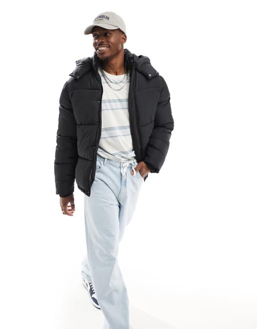 ASOS DESIGN - Piumino resistente all'acqua con cappuccio rimovibile nero, 2 di 4