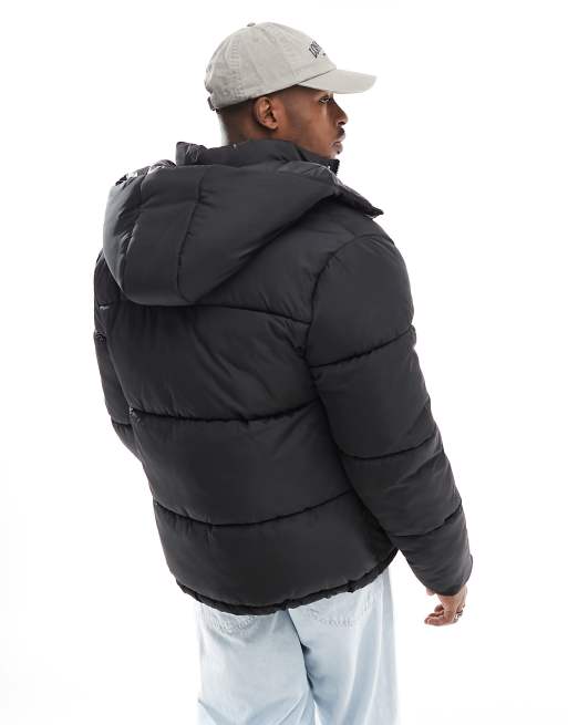 ASOS DESIGN - Piumino resistente all'acqua con cappuccio rimovibile nero, 3 di 4