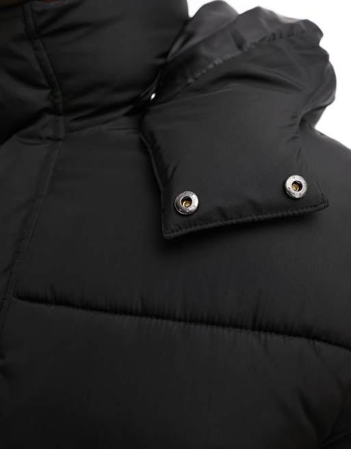 ASOS DESIGN - Piumino resistente all'acqua con cappuccio rimovibile nero, 4 di 4