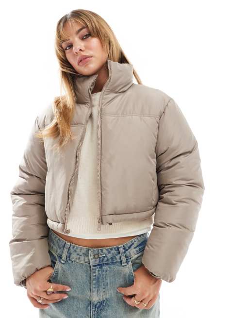 ASOS DESIGN - Piumino taglio corto color fungo