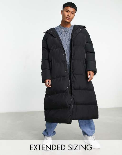 ASOS DESIGN - Piumino taglio lungo oversize nero