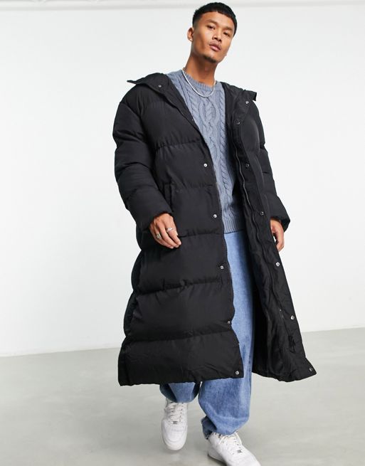 ASOS DESIGN - Piumino taglio lungo oversize nero