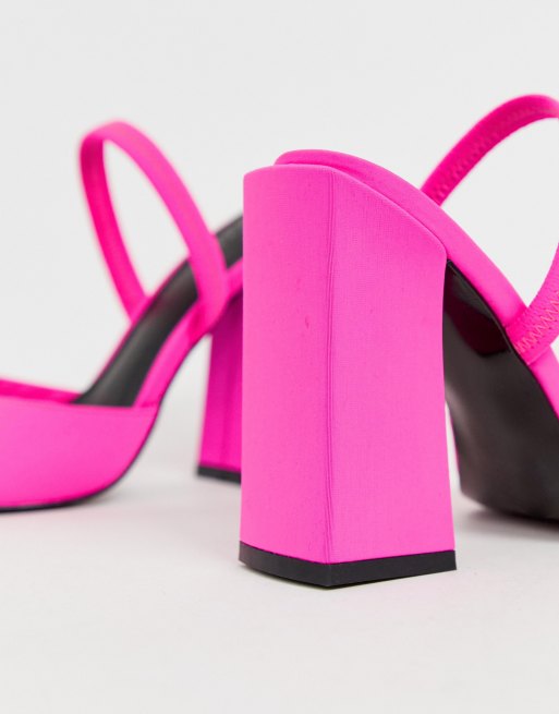 ASOS DESIGN Pivot Scarpe rosa fluo con tacco e cinturino