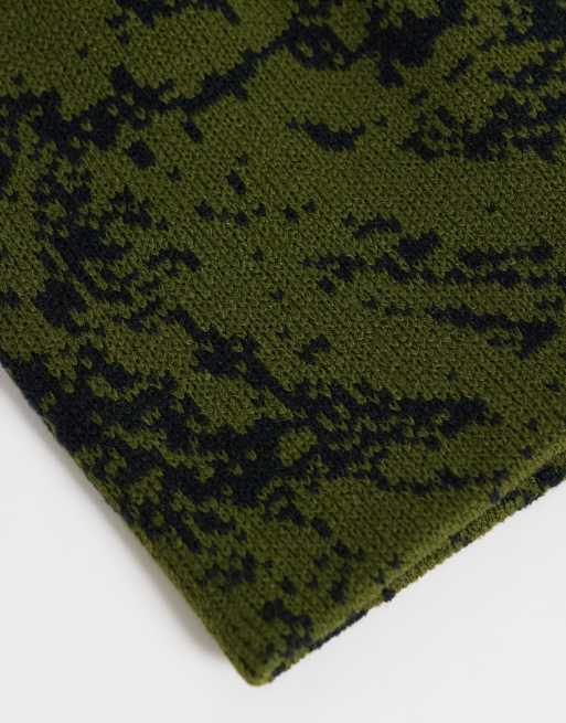 ASOS DESIGN pixelated camouflage skull beanie in green, 2 of 3