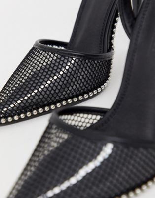 asos design pixie pointed high heels with studs