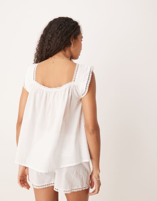 ASOS DESIGN – Piżama wykończona koronką z kwadratowym dekoltem, 3 z 4