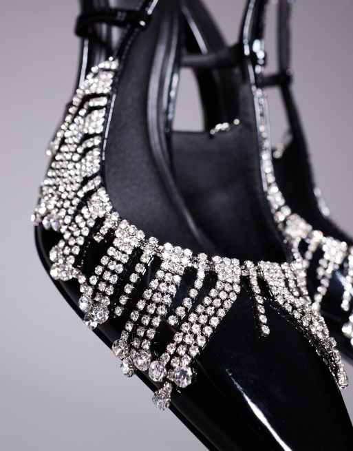 ASOS DESIGN - Pizazz - Slingback-schoenen met hoge hak en versiering in zwart, 2 van 4