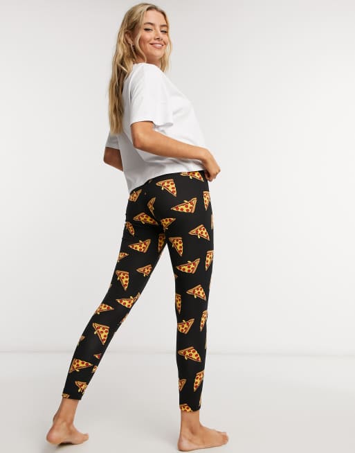 ASOS DESIGN pizza in space tee & legging pajama set in black - ShopStyle