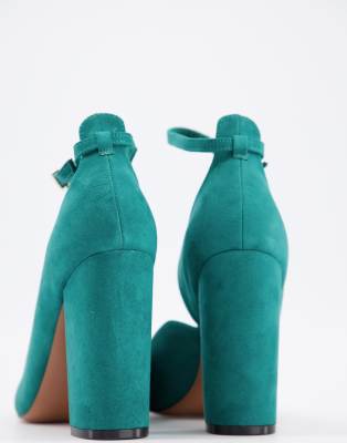 teal block heels