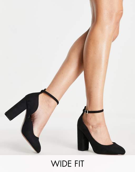 ASOS DESIGN - Placid - Scarpe nere a pianta larga con tacco alto e largo