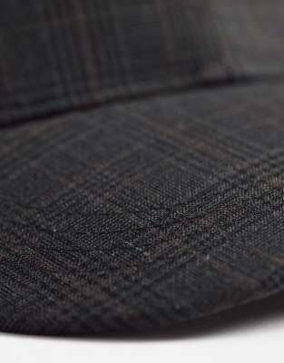 Asos Design Plaid Cap In Black