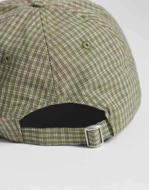 ASOS DESIGN plaid cap with embroidery in green , 2 of 3