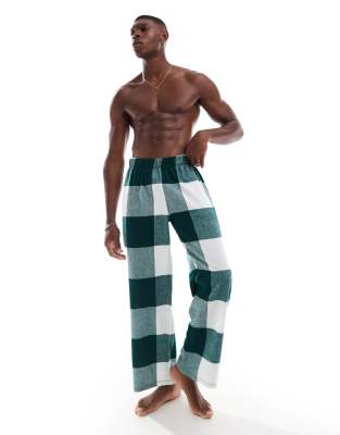 plaid lounge pants in dark green