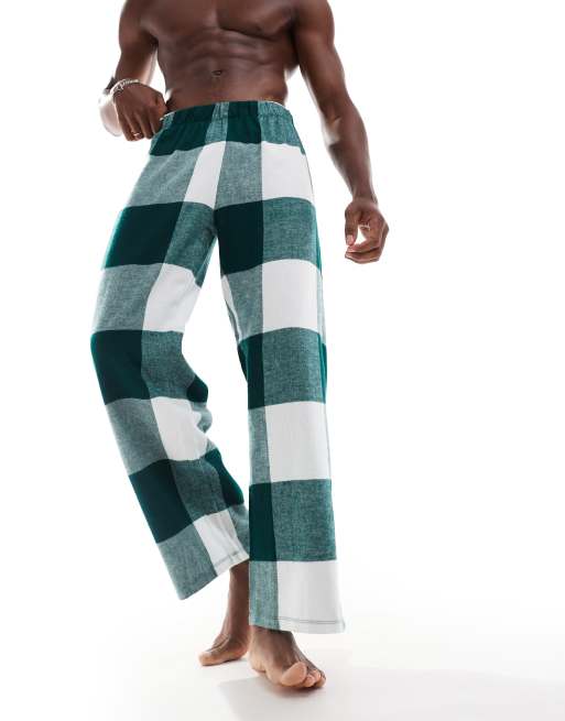 ASOS DESIGN plaid lounge pants in dark green, 4 of 4