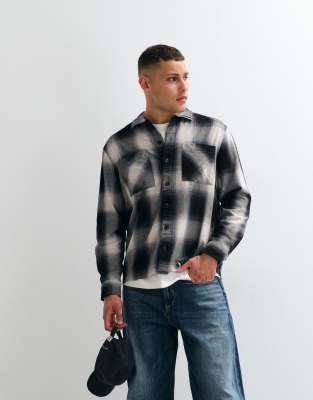Мужская рубашка ASOS Design в клетку, черная