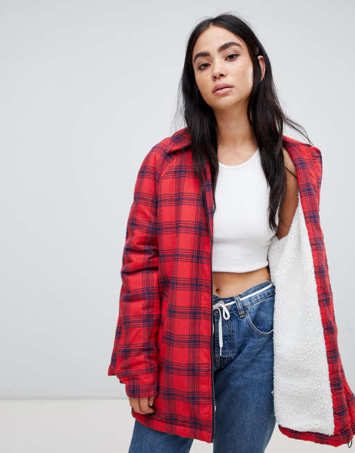 ASOS DESIGN plaid shacket with fleece lining ASOS