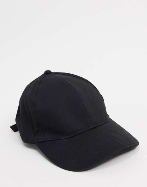 ASOS DESIGN nappa leather look cap in black