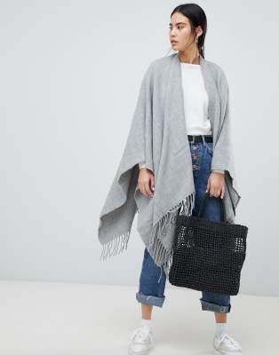 ASOS DESIGN plain cape in gray