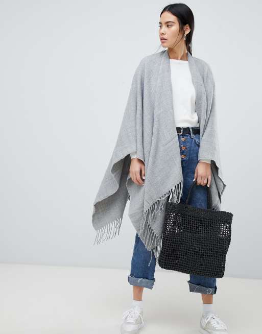 ASOS DESIGN plain cape in gray