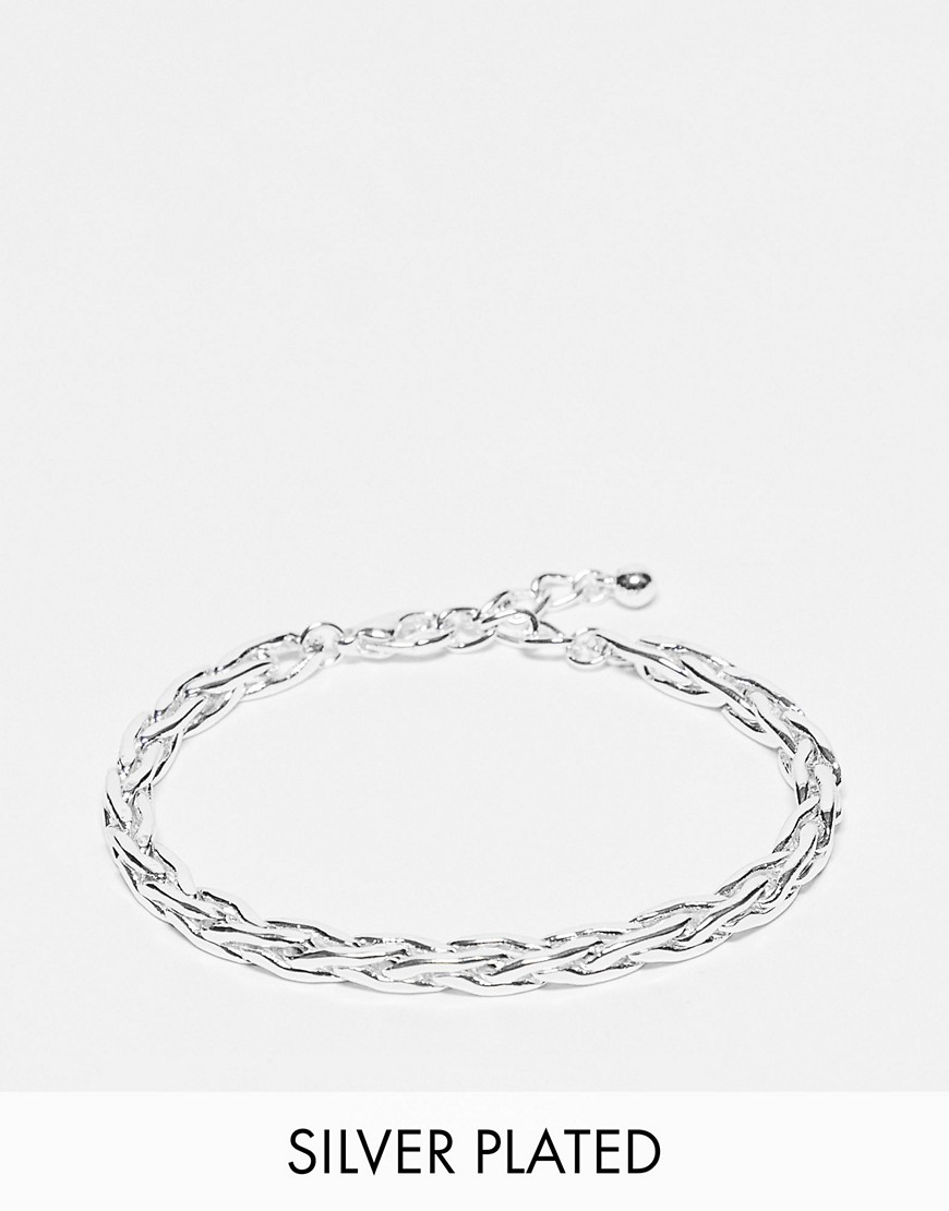 ASOS DESIGN plait chain bracelet in silver plate