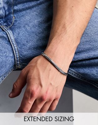ASOS DESIGN plait chain bracelet in silver tone