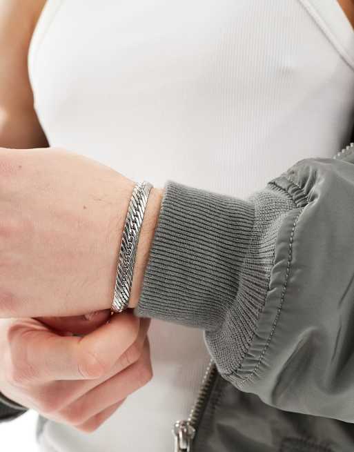 ASOS DESIGN plaited chain bracelet in silver tone, 2 of 4