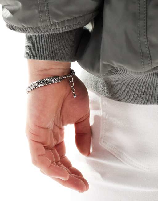 ASOS DESIGN plaited chain bracelet in silver tone, 3 of 4