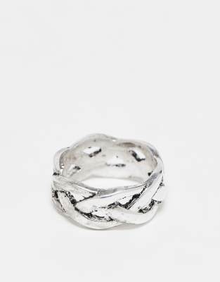 ASOS DESIGN ASOS DESIGN plaited rope ring in burnished silver