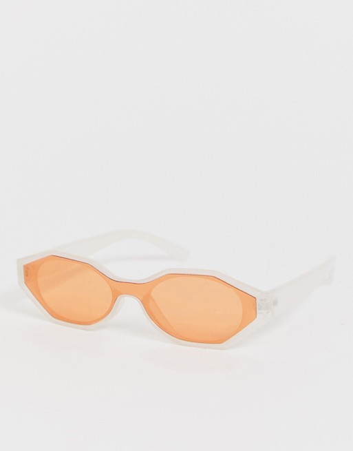 ASOS DESIGN plastic hexagon sunglasses with laid on lens