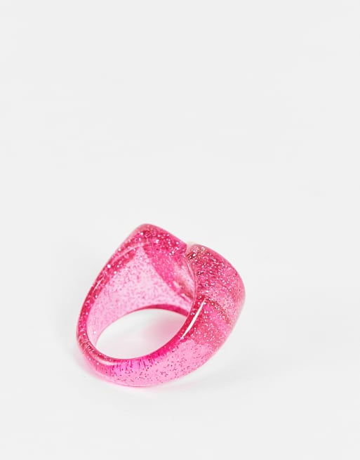 ASOS DESIGN plastic ring with C initial