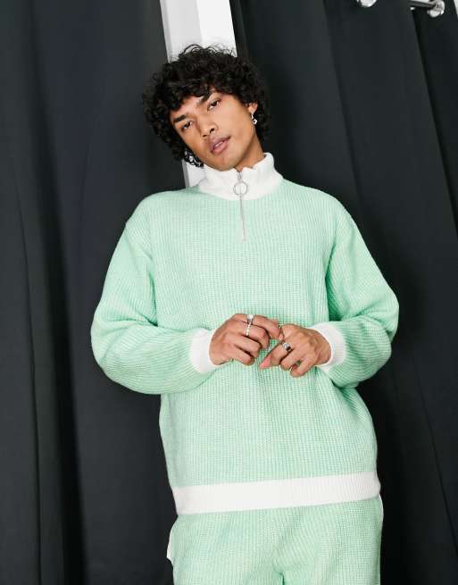 ASOS DESIGN – Plated – Gerippter Pullover in Salbeigrün, Kombiteil, 2 von 4
