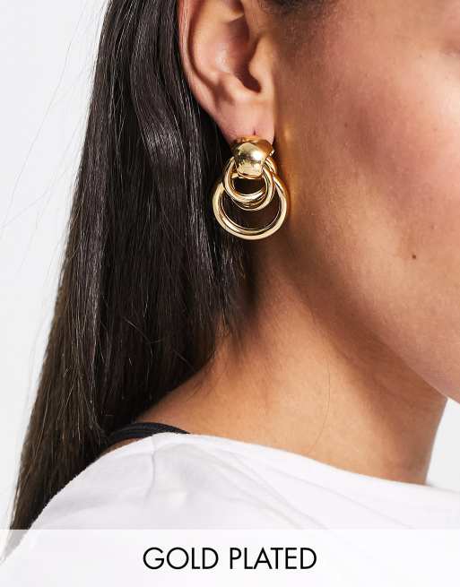 ASOS DESIGN – Platerowane 14-karatowym złotem długie kolczyki z połączonych ogniw