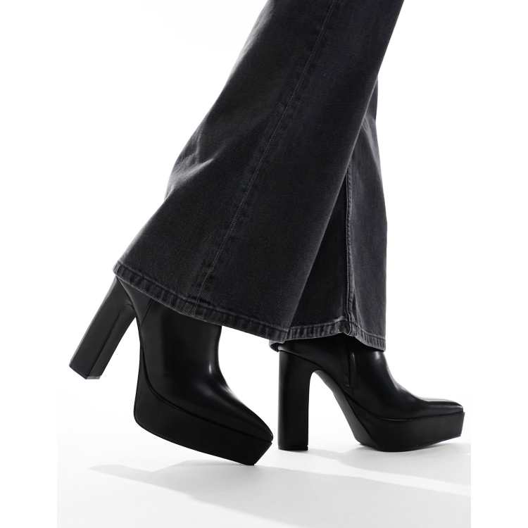 Classic Black White Ankle Boots For Women Block Low Heel Short Boots Lady Patent Leather Shoes Woman Autumn Winter Large Size 45