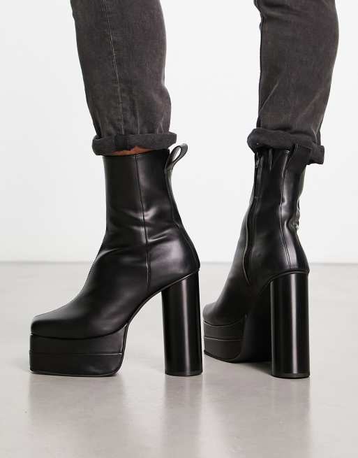 ASOS platform heeled in black faux leather | ASOS