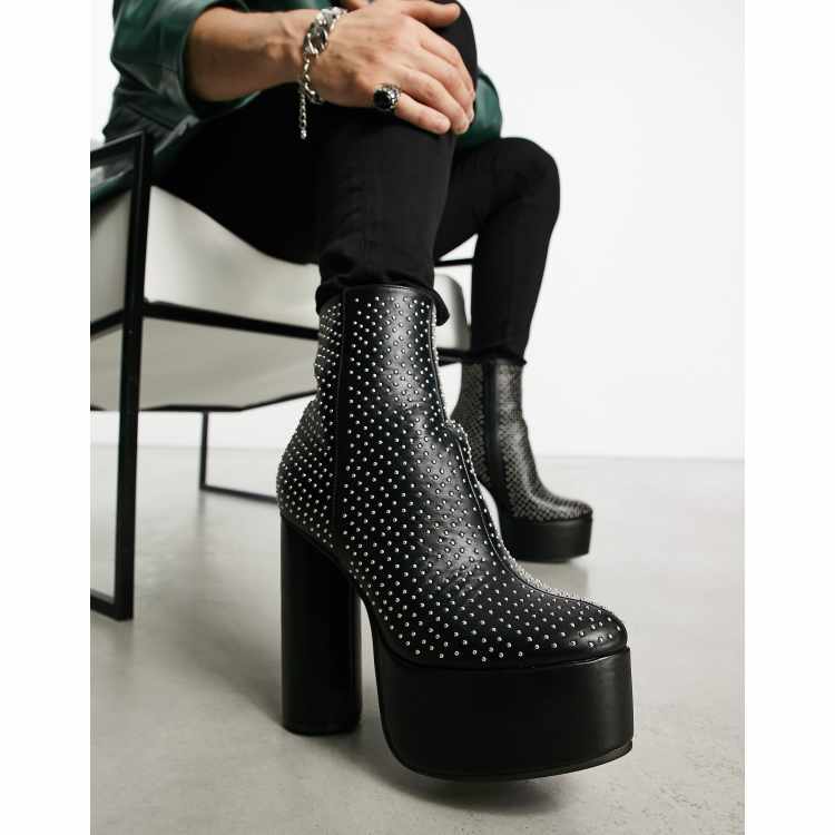 Asos black best sale studded boots