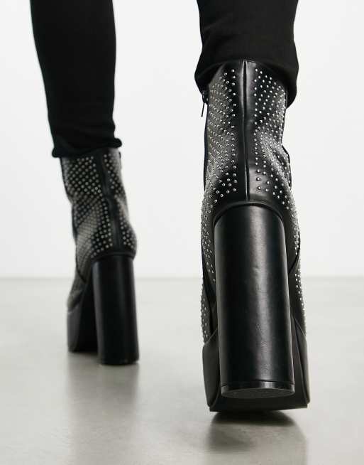 Black studded platform clearance boots