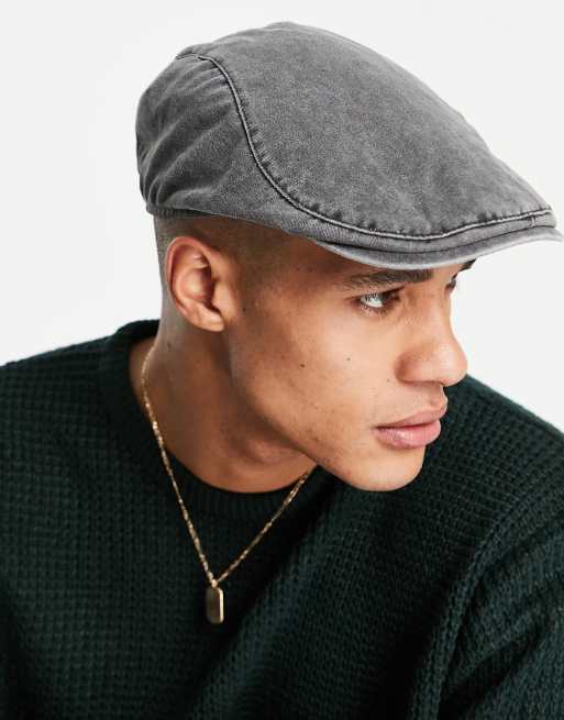 ASOS DESIGN - Platte pet van katoen in zwart met wassing