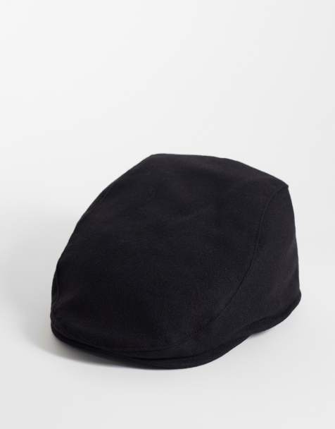 ASOS DESIGN - Platte pet van melton in zwart - view 1