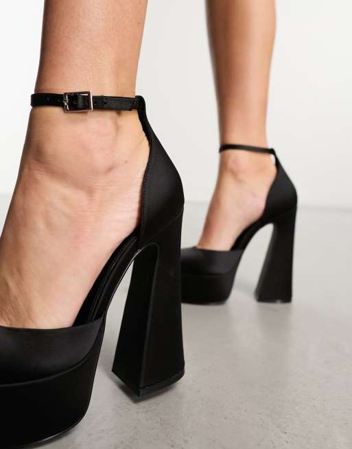 ASOS DESIGN Priority platform high heeled shoes in black