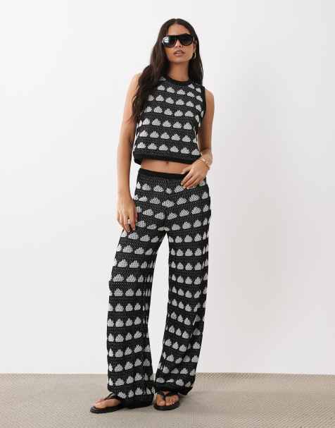ASOS DESIGN – Plażowe spodnie z szydełkowanej dzianiny w groszki, część zestawu - view 1