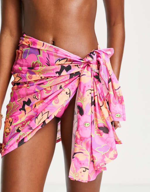 ASOS DESIGN – Plażowy sarong z kwiatowym wzorem