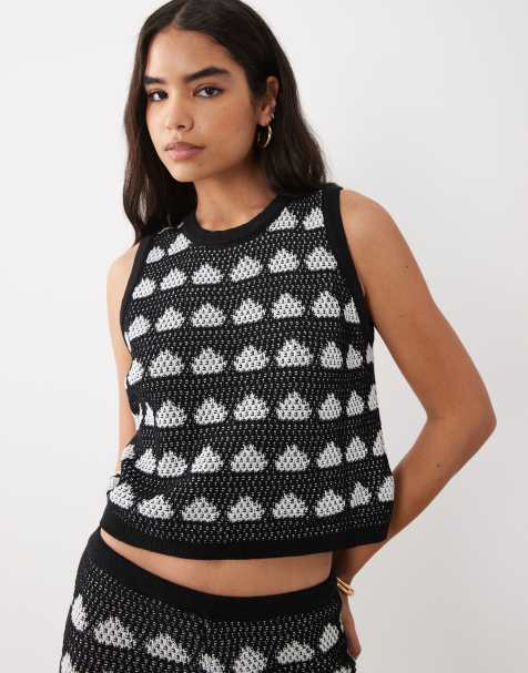 ASOS DESIGN – Plażowy top bez rękawów z szydełkowanej dzianiny w groszki, część zestawu - view 1