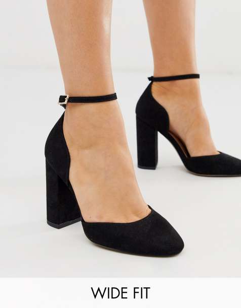 ASOS DESIGN – Pleasant – Schwarze Schuhe mit hohem Blockabsatz, weite Passform