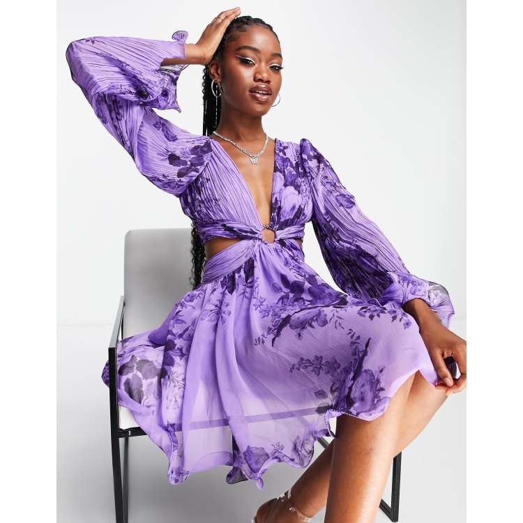 Purple cut cheap out dress