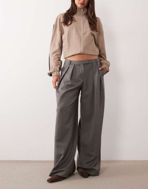 ASOS DESIGN pleat detail oversized tailored trouser in grey - view 1